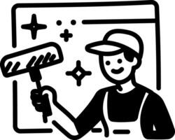 Window cleaner icon in hand drawn style vector