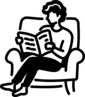 Reading book icon in hand drawn style vector
