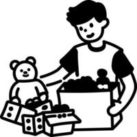 Hand drawn icon of toy donation vector