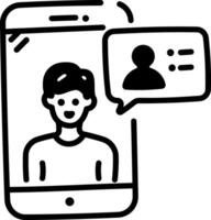 A hand drawn icon of mobile chat vector