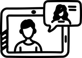 Doodle style icon of online chat service vector
