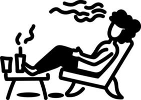 A hand draw icon of a person sitting on a comfortable chair vector