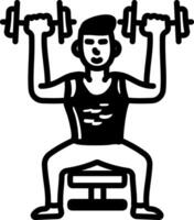 A hand draw icon of a character lifting dumbbells vector