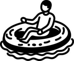 inflatable pool floating on water, hand drawn style icon vector