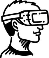 Hand drawn icon showing a person using vr technology vector