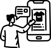 Shopping app icon in hand drawn style vector
