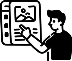 A person checking feed icon in hand drawn style vector