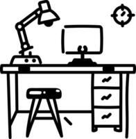 A hand drawn icon of a working desk vector