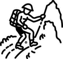 Hiking icon in hand drawn style vector