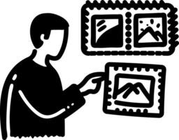 A hand drawn icon of stamp collection vector