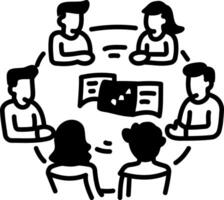 A hand drawn icon of table talk vector