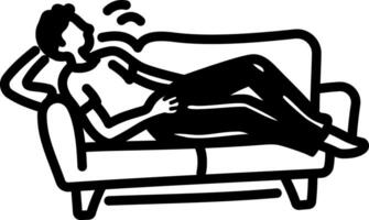 A person resting on a sofa, a hand drawn style icon vector