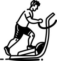A hand drawn icon of a character doing exercise in gym vector