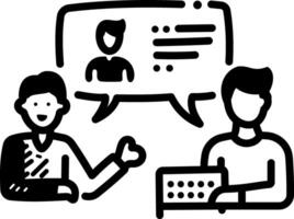 Interview icon in hand drawn style vector
