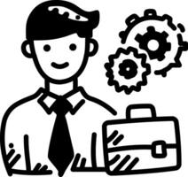 A hand drawn icon of a business manager vector