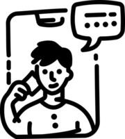 A hand drawn icon of a mobile conversation vector