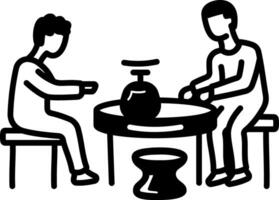 Pottery making icon of two character in hand drawn style vector