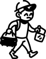 A hand drawn icon of a delivery boy vector