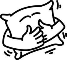 Hugging pillow icon in hand draw style vector