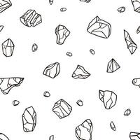 Contour drawing stone. Seamless pattern background. Different rock blocks. vector