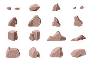 3D realistic stone set. Different rock blocks. vector
