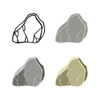 Stone collection. Outline sketch, flat style and realistic. vector