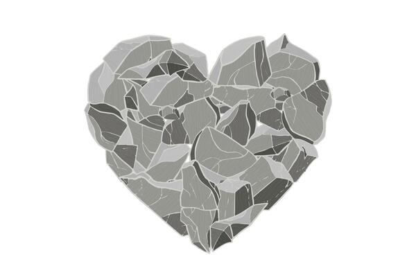 Gray stone heart. Valentine day card.