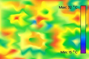 Thermal image abstract background. Colored thermographic image of the scan camera. The temperature distribution in the building. vector