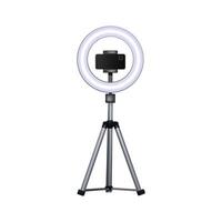 Circular flash for mobile phone. Smartphone on tripod. vector