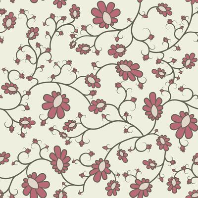 Oriental floral ornament, seamless pattern background. Eastern textile. Red and beige print.
