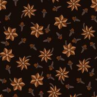 Cloves and vanilla. Fragrant spices. Seamless pattern background vector