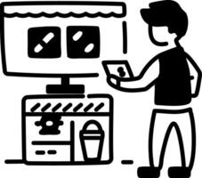 Shopping website icon in hand drawn style vector