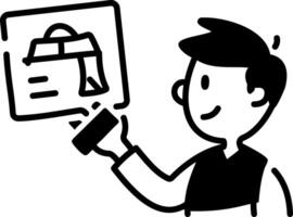 Online shopping icon in hand drawn style vector