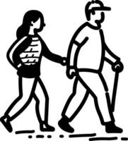 A hand drawn icon of couple walking and holding their hands vector