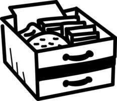 A hand drawn icon of a drawer vector