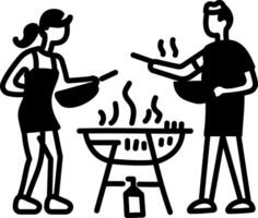 Barbecue icon in hand drawn style vector