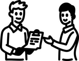 A man selling things to customer, hand drawn style icon vector