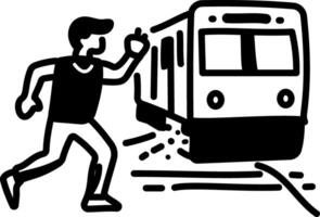 A person stopping bus, hand drawn style icon vector
