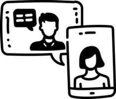 A hand drawn icon of mobile chat vector