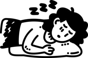 A hand drawn icon of sleeping character vector