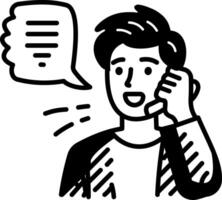 A person calling on mobile, hand style icon vector