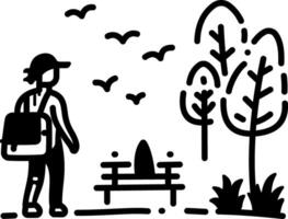 Park bench icon in hand drawn style vector
