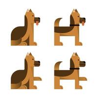 Set of flat icons with sheepdog. Pedigree dog. Sitting and standing. vector