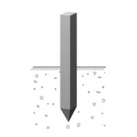 Concrete rectangular pile. Construction foundation. vector