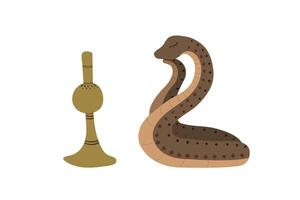 Snake with pipe on a white background. Sweet dreams. vector