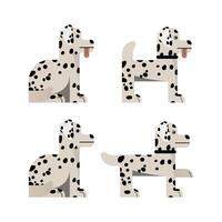 Set of flat icons with Dalmatian. Pedigree dog. Sitting and standing. vector