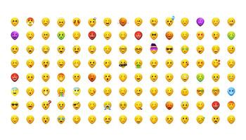 Big yellow emoji pack. Face emoticons set for web and mobile applications. Facial signs collection for messengers and apps. vector