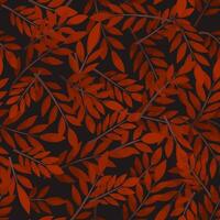Red seamless pattern leaves on black background. Amaranth design. vector