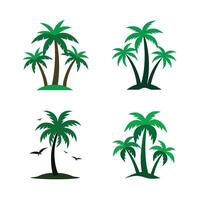 create palm tree with birds illustration vector