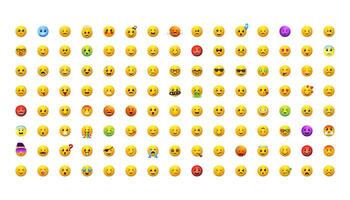 Big yellow emoji set. Face emoticons pack for web and mobile applications. Facial signs for messengers and apps. vector